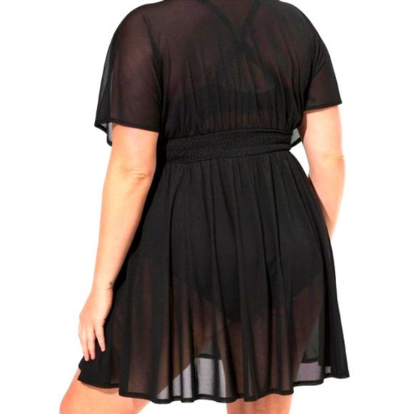 ❤️NWT TORRID SWIM COVER - MESH SMOCKED WAIST BEACH MINI DRESS COVER-UP PLUS SIZE - Picture 2 of 6